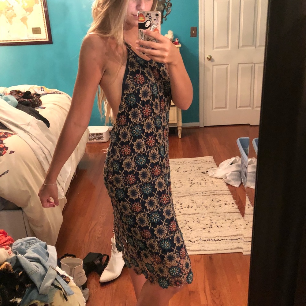 Urban outfitters embroidered open back midi dress